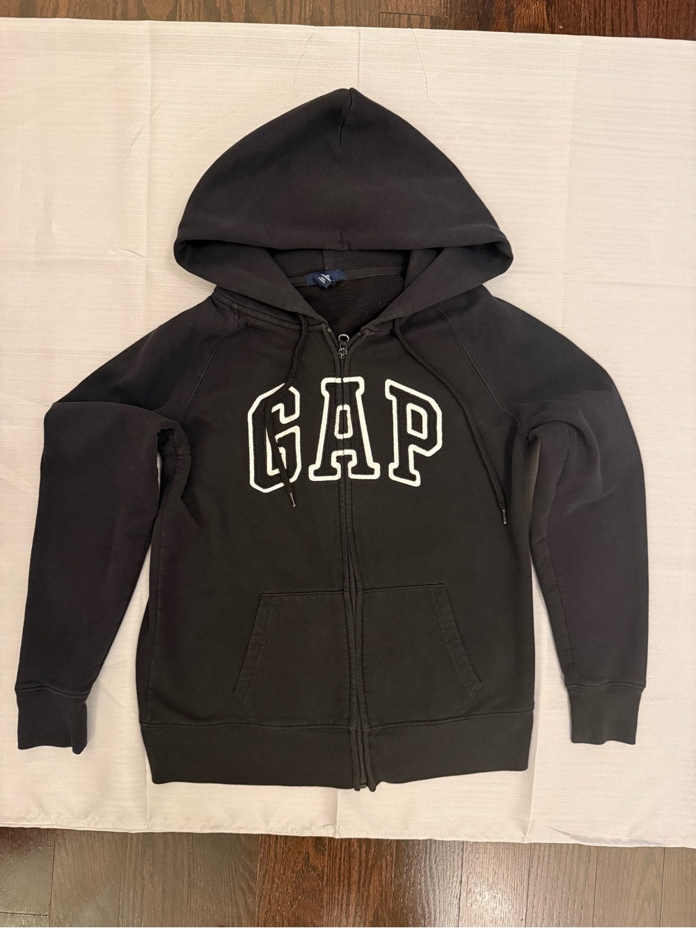 GAP Black Full-Zip Hoodie with White Logo